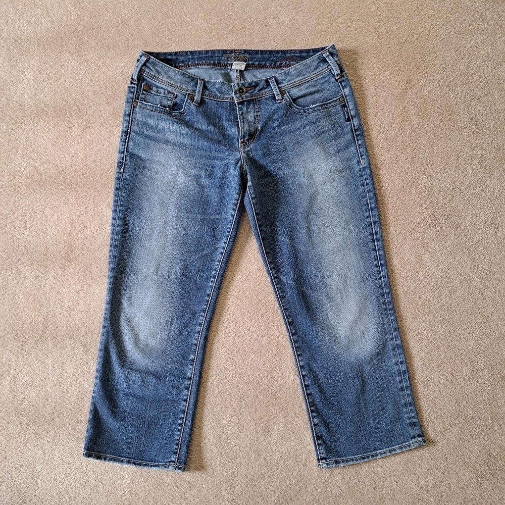 Silver Jeans Aiko Crop Women's 30 Blue Denim Capri Pants Mid Wash 90s Y2K